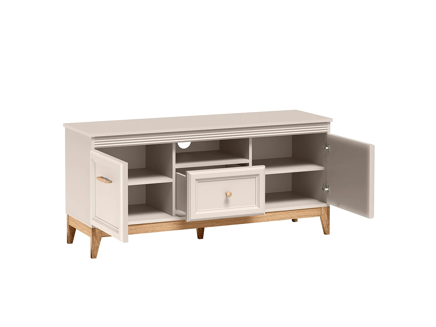 AX LIVING TV Lowboard Nymphen Cashmere 1 Schublade 2 Türen MDF Eiche Beine