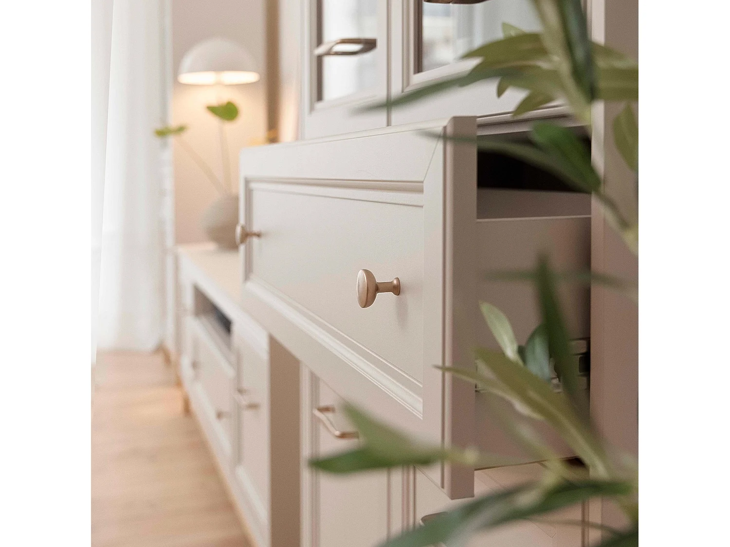 AX LIVING TV Lowboard Nymphen Cashmere 1 Schublade 2 Türen MDF Eiche Beine