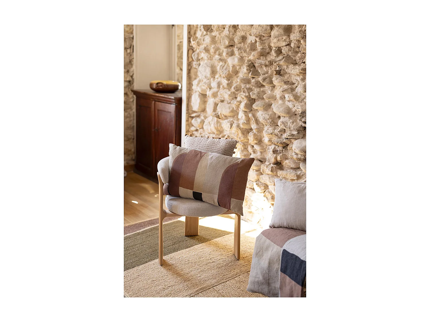 Almohada Zeff Kali - Anverso 100% lino y reverso 100% algodón, natural, 40 x 65 cm - VIVARAISE