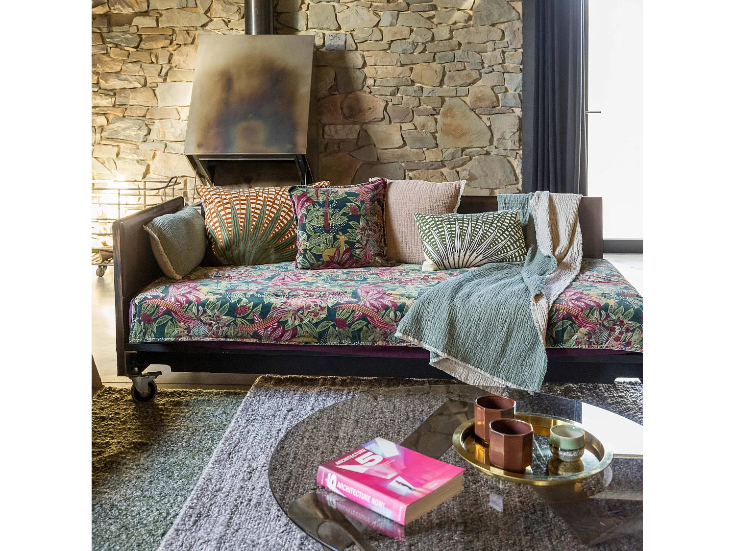 Coussin brodé Ewan lin 30 x 50 cm Vivaraise