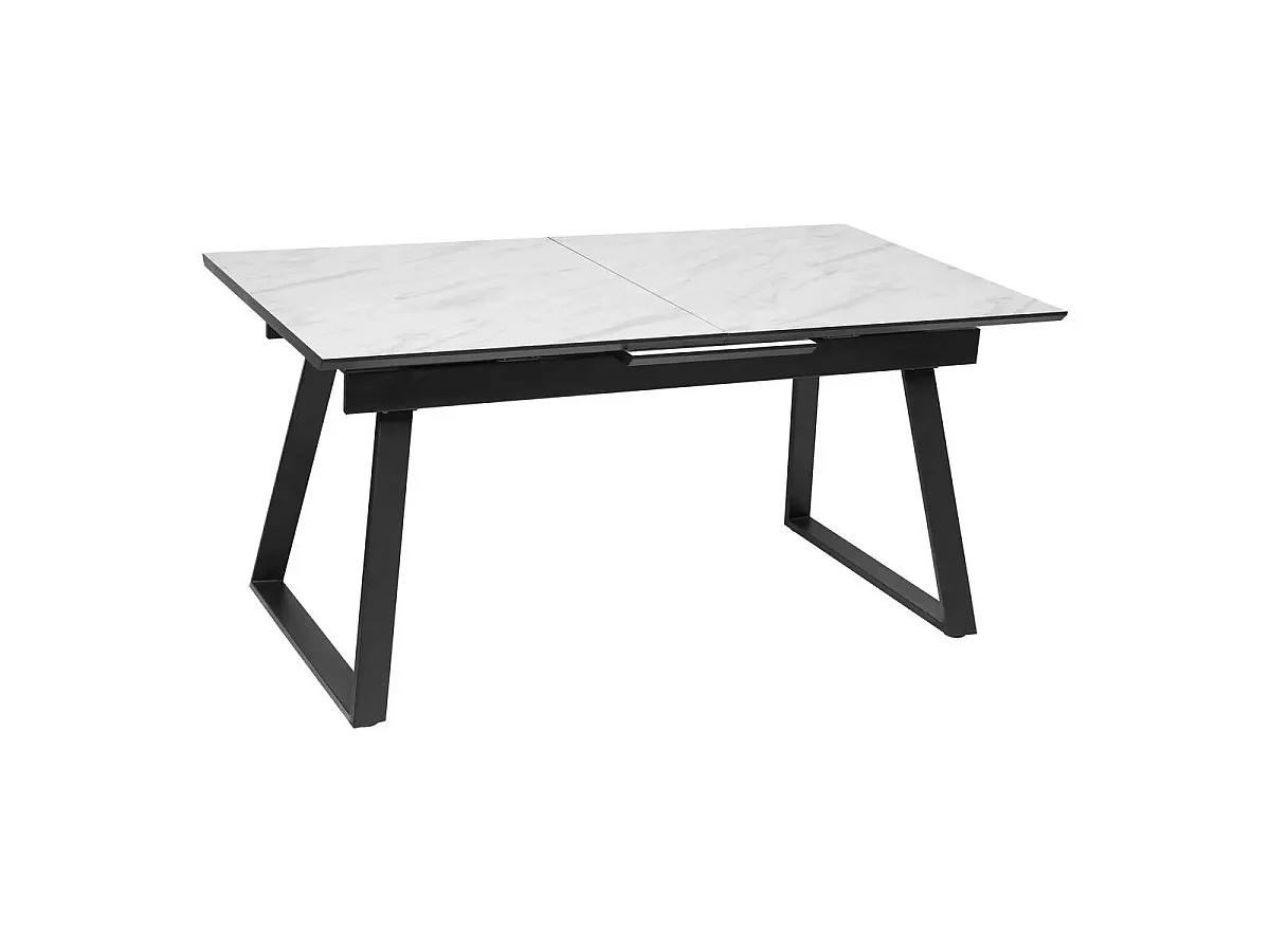 Table à Manger Extensible Effet Marbre "Camburi" 160-200cm Blanc