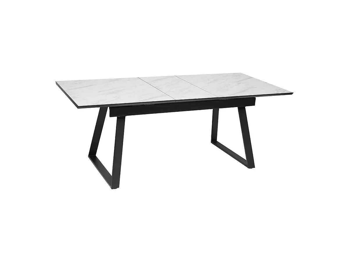 Table à Manger Extensible Effet Marbre "Camburi" 160-200cm Blanc