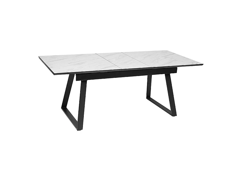 Table à Manger Extensible Effet Marbre "Camburi" 160-200cm Blanc