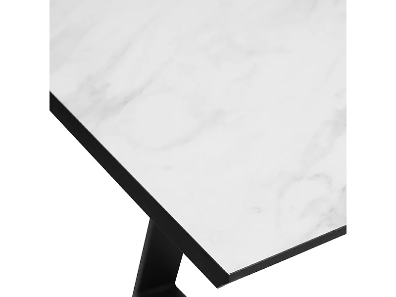 Table à Manger Extensible Effet Marbre "Camburi" 160-200cm Blanc