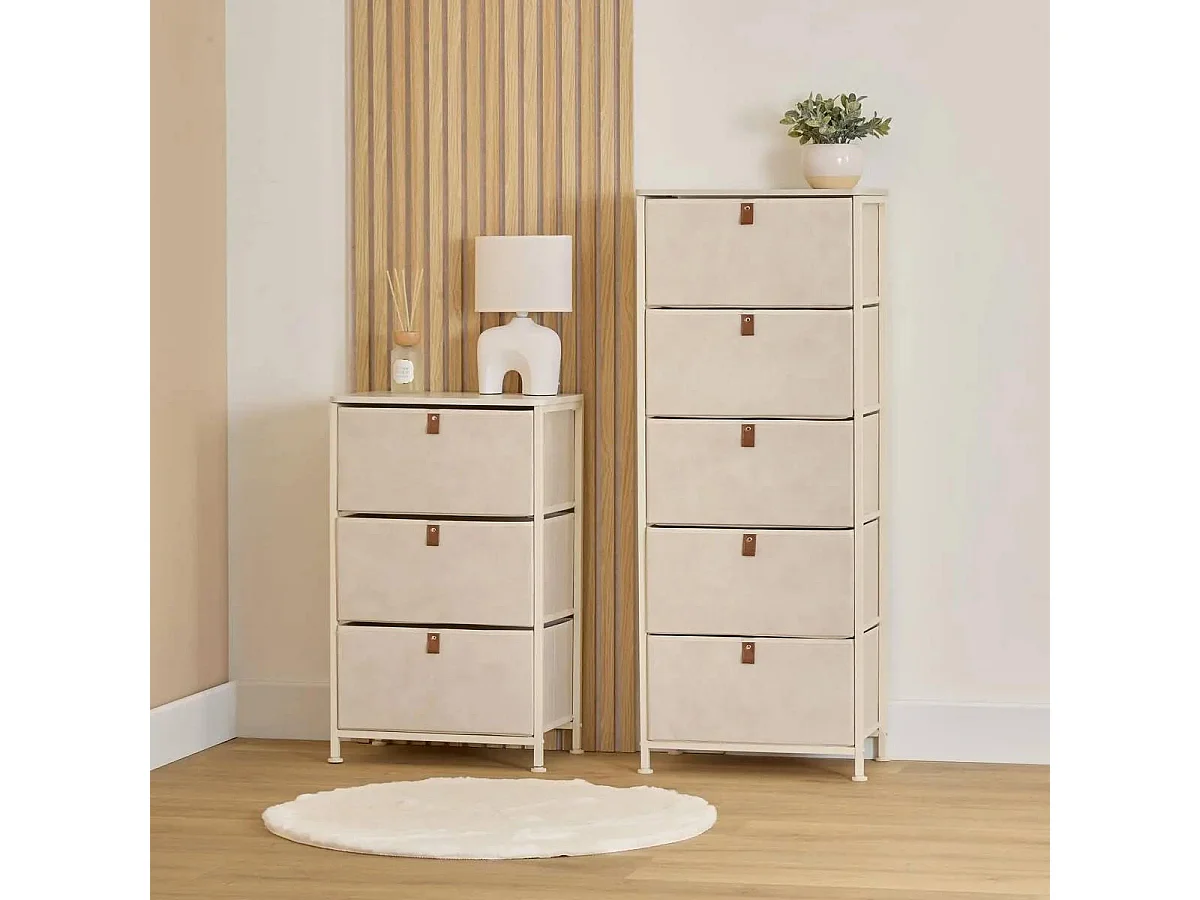 Meuble de Rangement 3 Tiroirs "Tissa" 73cm Beige