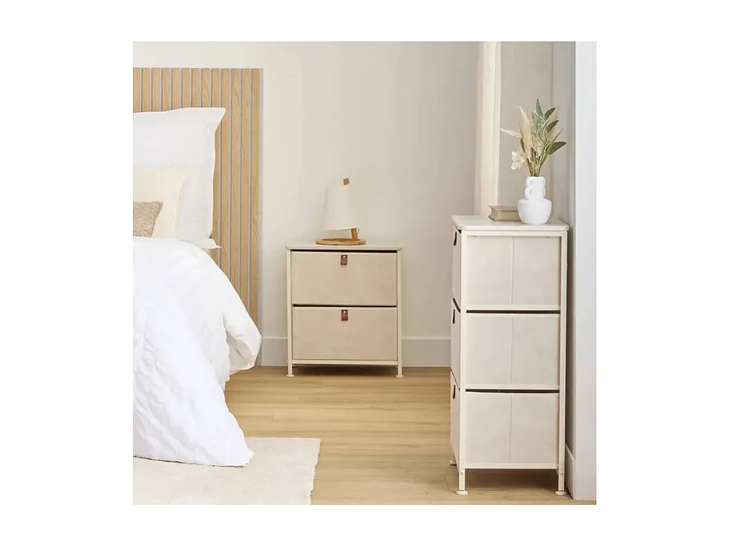 Meuble de Rangement 3 Tiroirs "Tissa" 73cm Beige