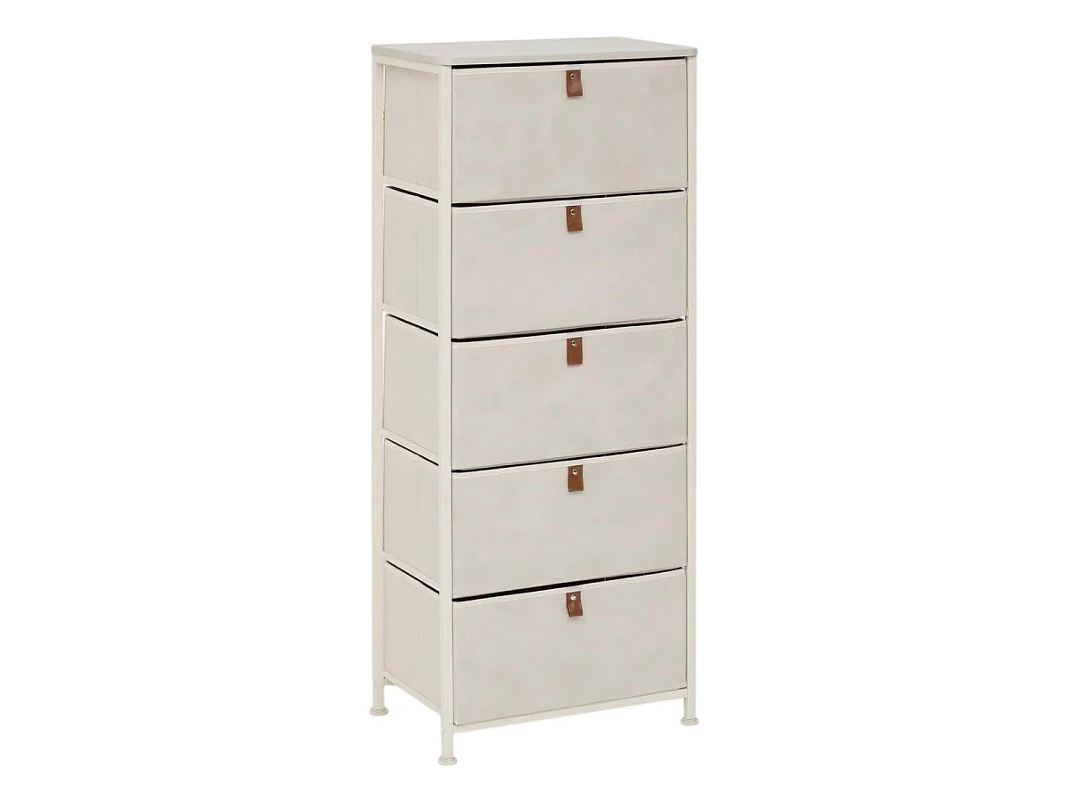 Meuble de Rangement 5 Tiroirs "Tissa" 114cm Beige