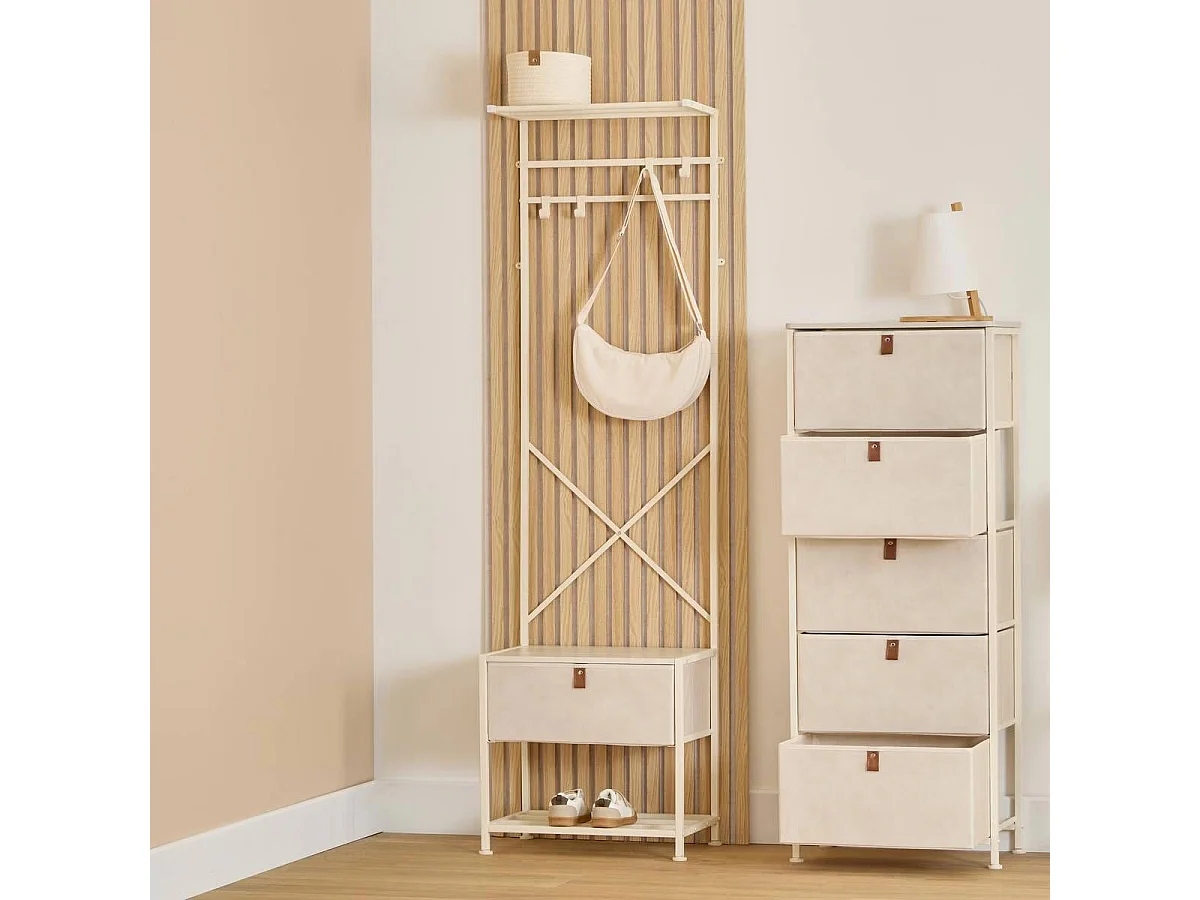 Meuble de Rangement 5 Tiroirs "Tissa" 114cm Beige