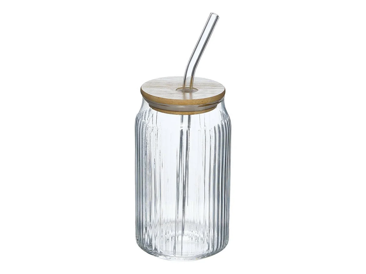 Verre Cannette Avec Paille "Line" 50cl Transparent