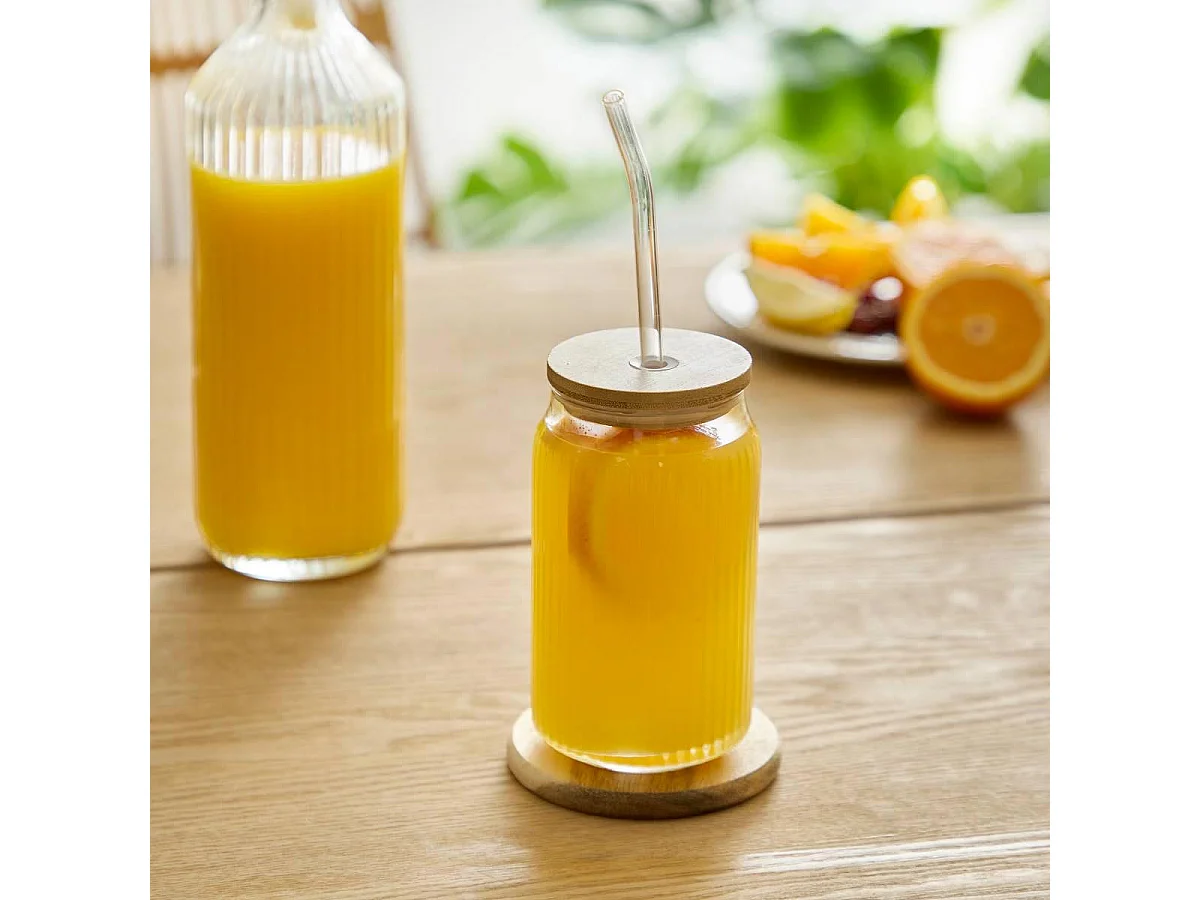 Verre Cannette Avec Paille "Line" 50cl Transparent