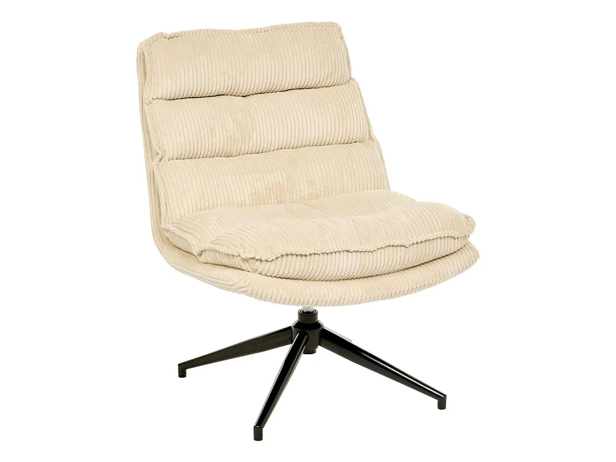 Fauteuil Pivotant Côtelé "Harper" 87cm Beige