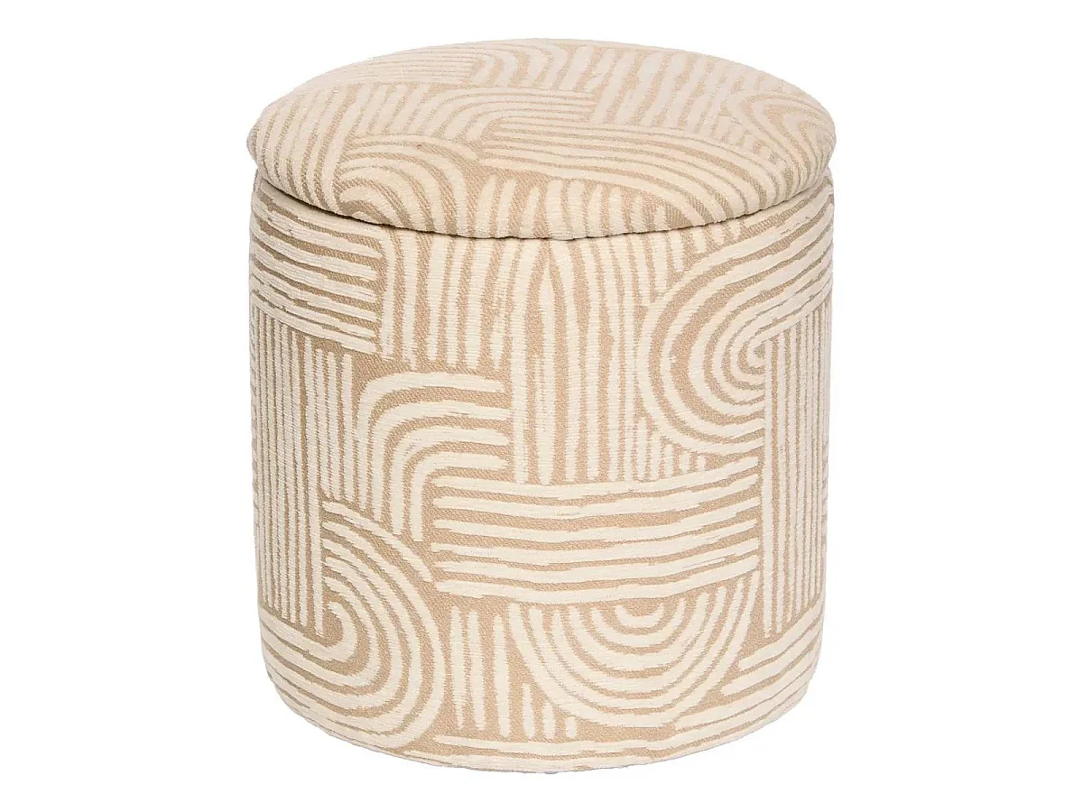 Pouf Coffre Chenille "Nubo" 34cm Beige