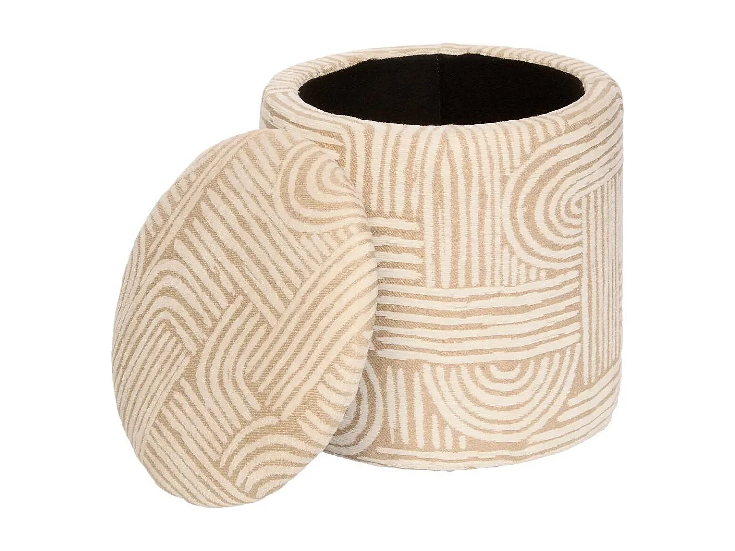 Pouf Coffre Chenille "Nubo" 34cm Beige