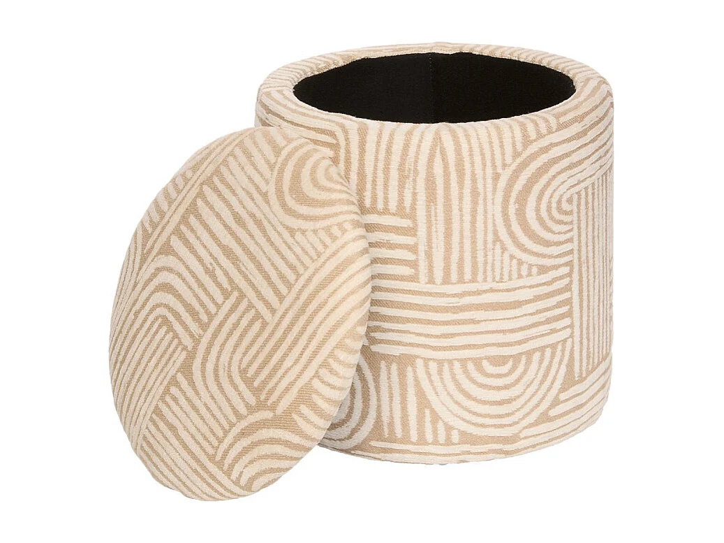 Pouf Coffre Chenille "Nubo" 34cm Beige
