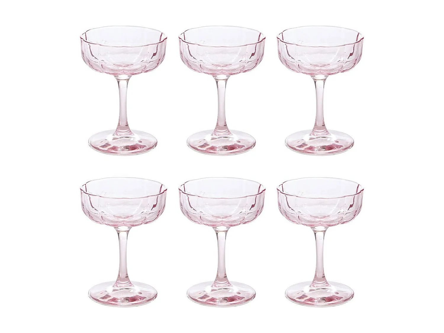 Lot de 6 Verres à Cocktail "Fleur" 15cl Rose