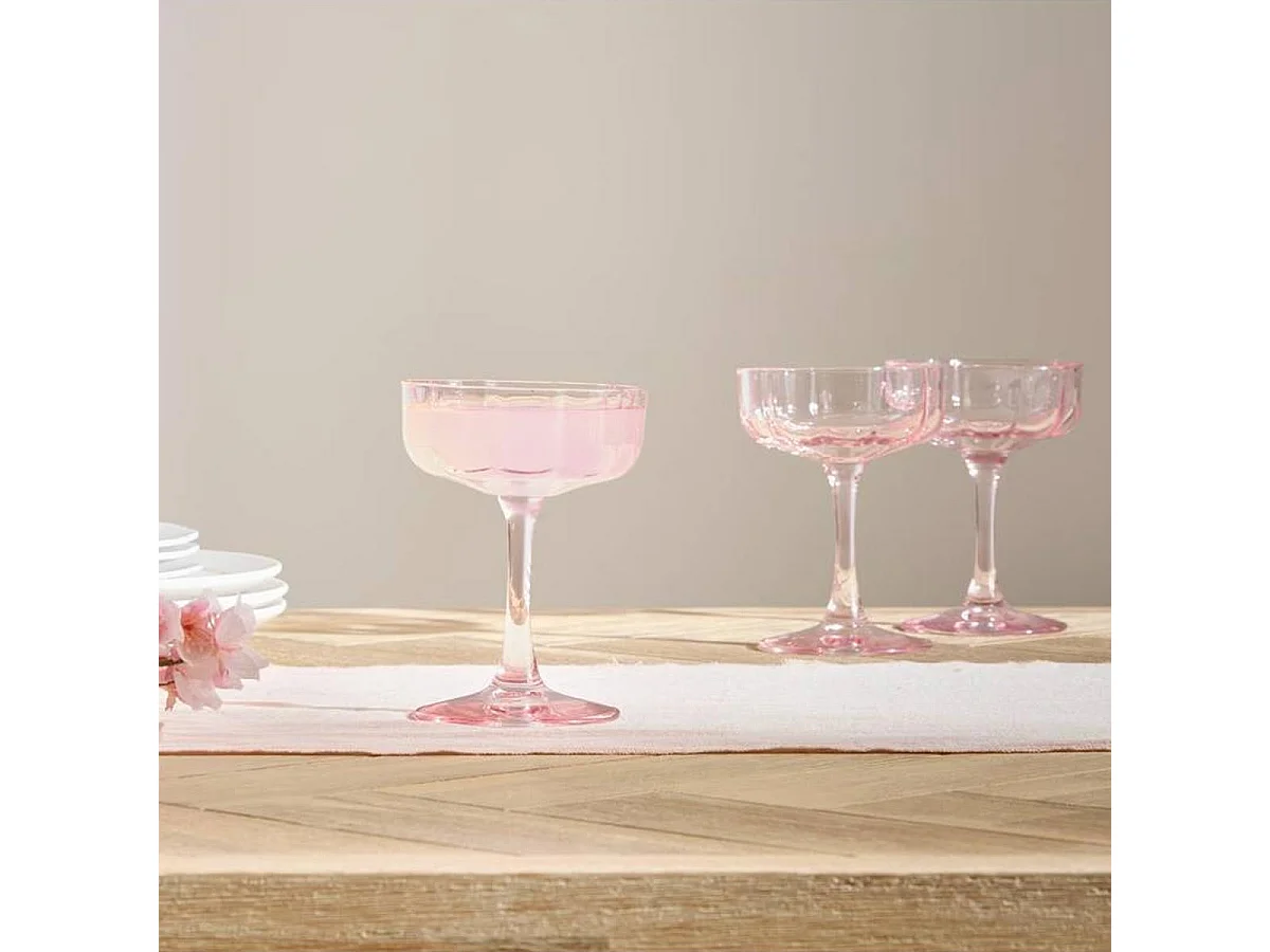 Lot de 6 Verres à Cocktail "Fleur" 15cl Rose
