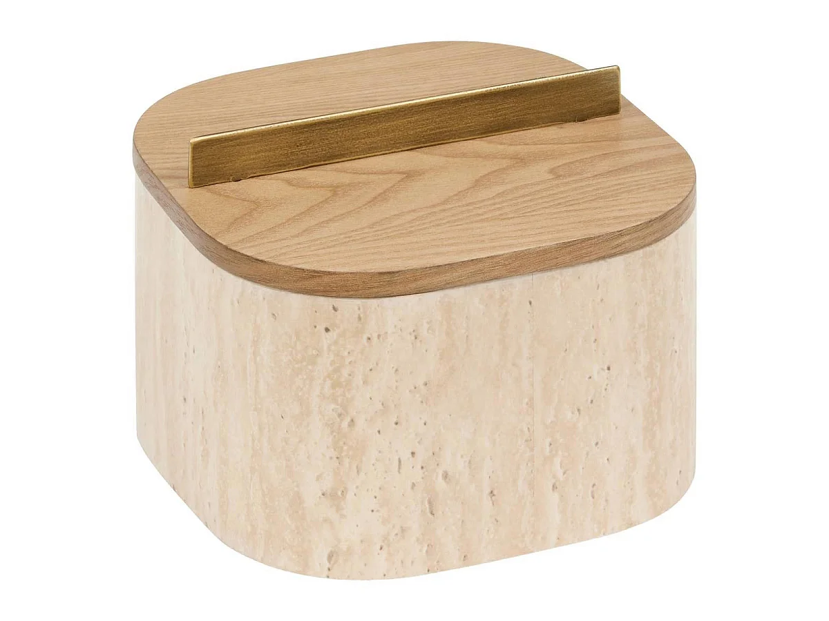 Lot de 2 Boîtes Effet Travertin "Travi" 18cm Beige