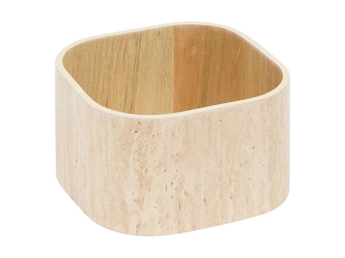 Lot de 2 Boîtes Effet Travertin "Travi" 18cm Beige