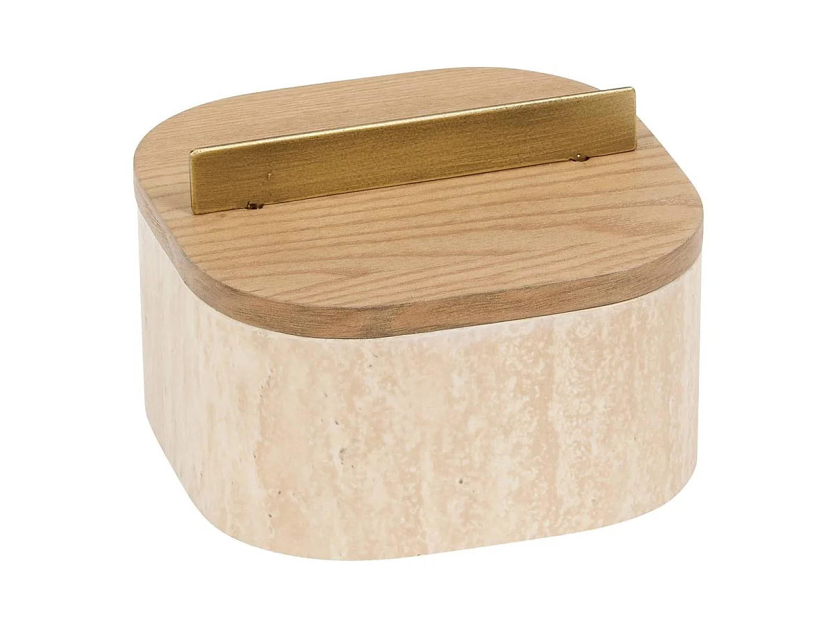 Lot de 2 Boîtes Effet Travertin "Travi" 18cm Beige