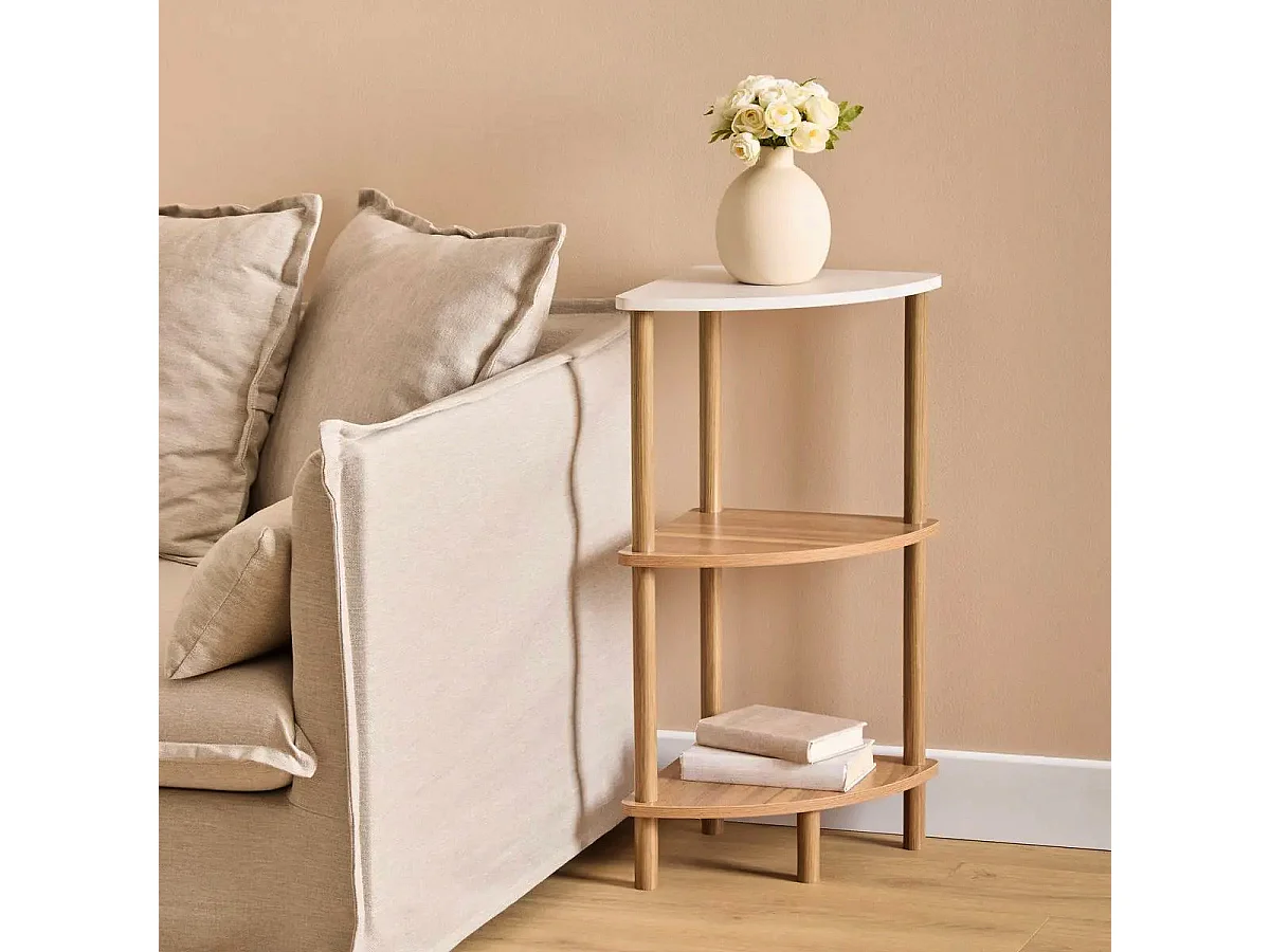 Étagère d'Angle 3 Niveaux Design "Côme" 76cm Marron