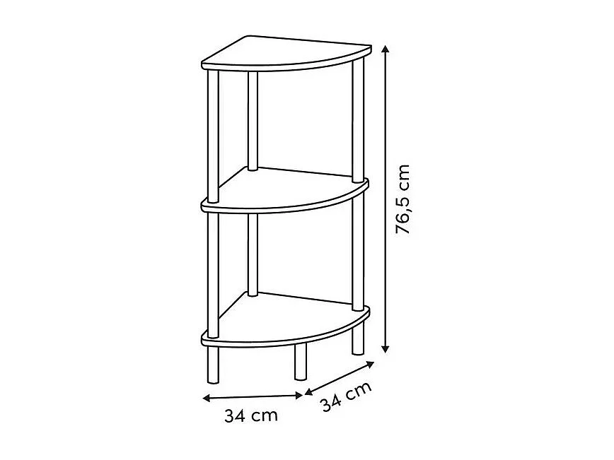 Étagère d'Angle 3 Niveaux Design "Côme" 76cm Marron
