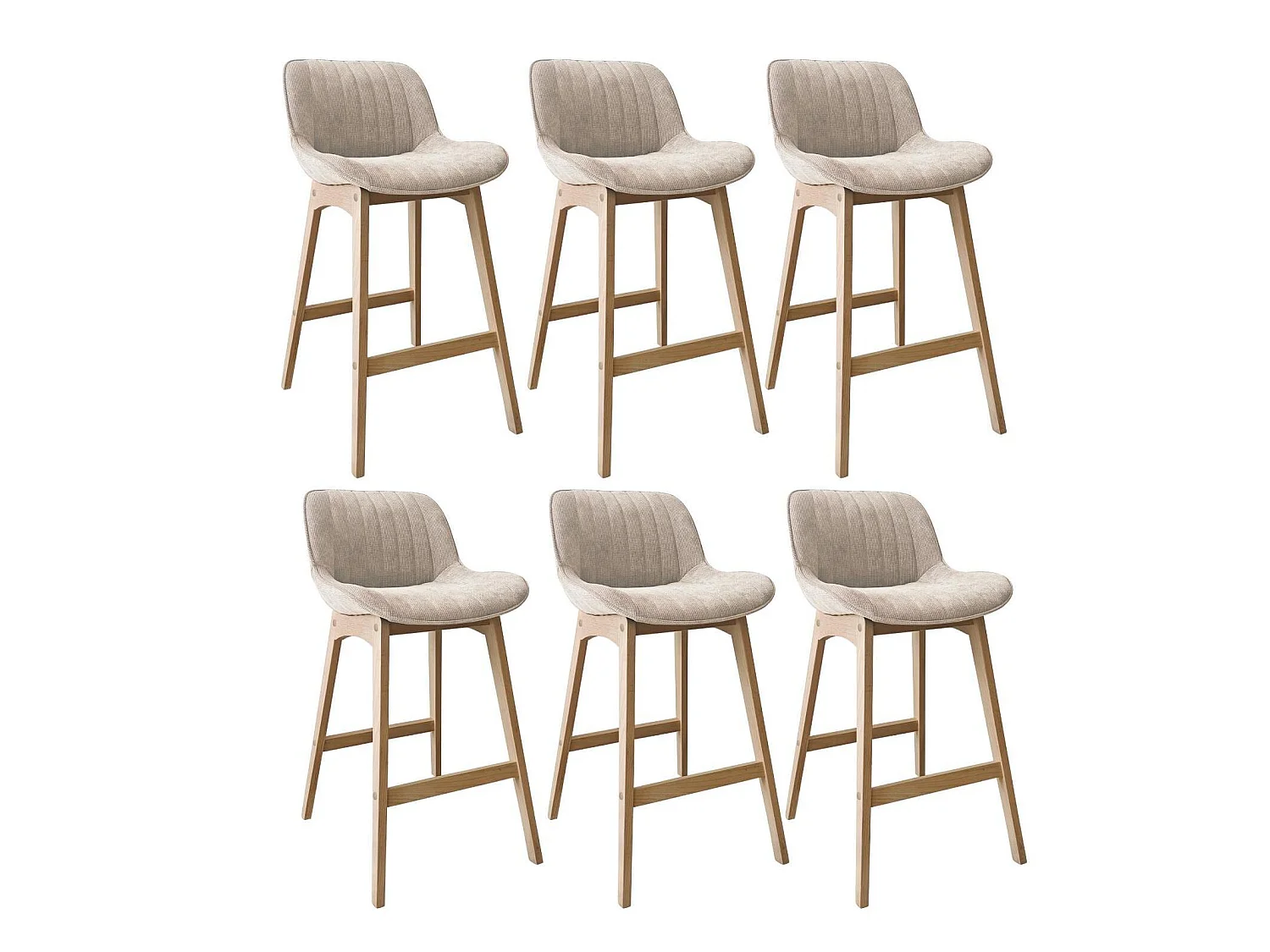 NORDEN Barhocker-Set Eiche & Cord-Samt H75cm