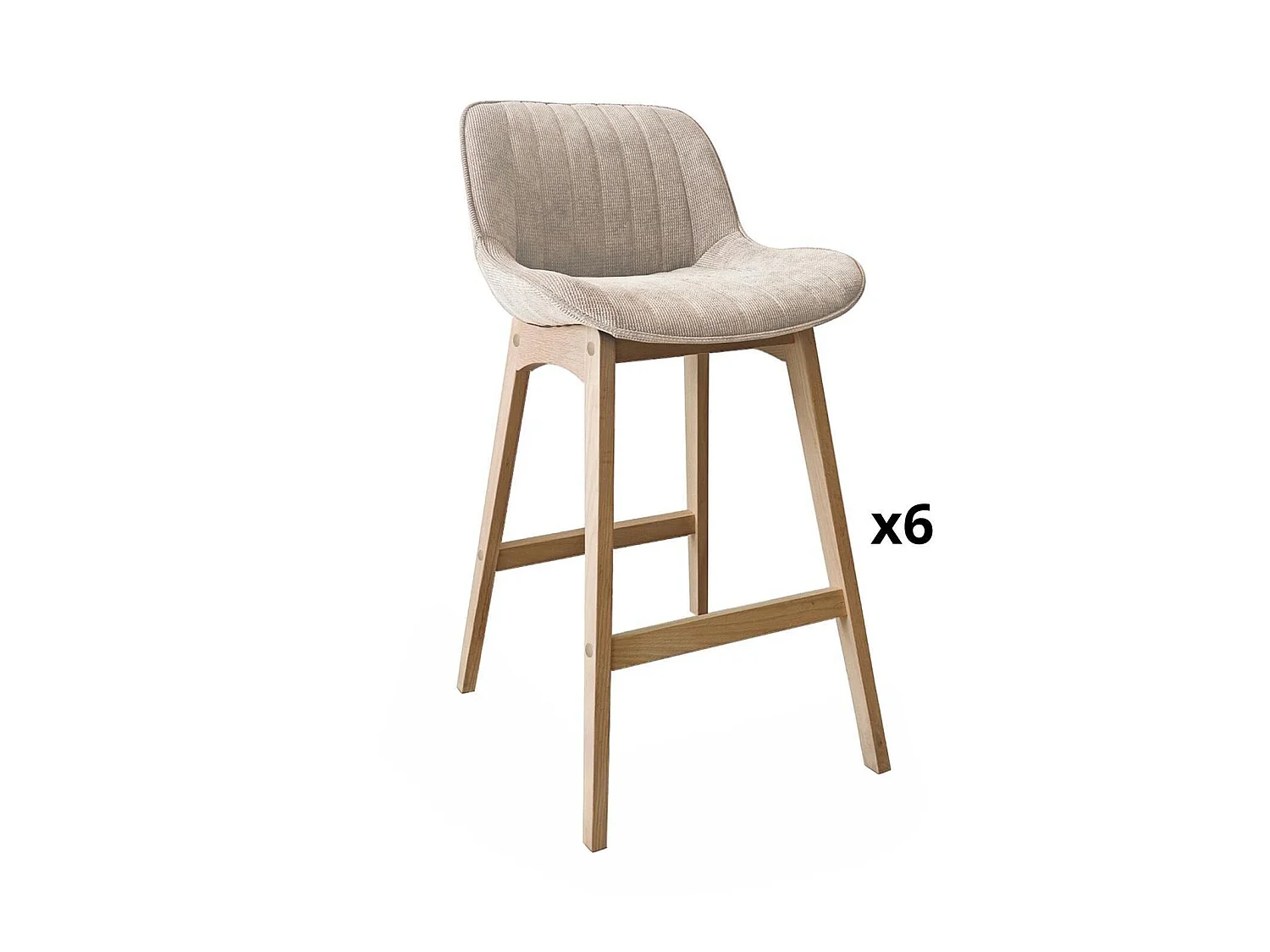 NORDEN Barhocker-Set Eiche & Cord-Samt H75cm