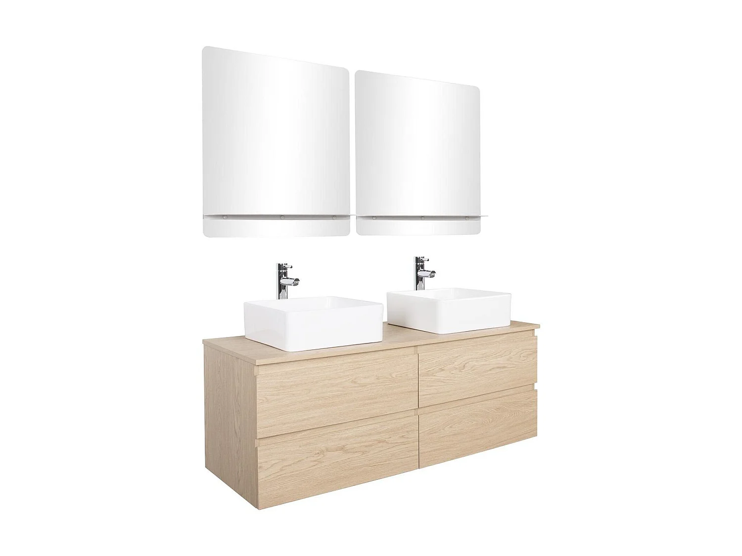 Sorrento dubbele wastafelmeubel van 120 cm + kraan + spiegel