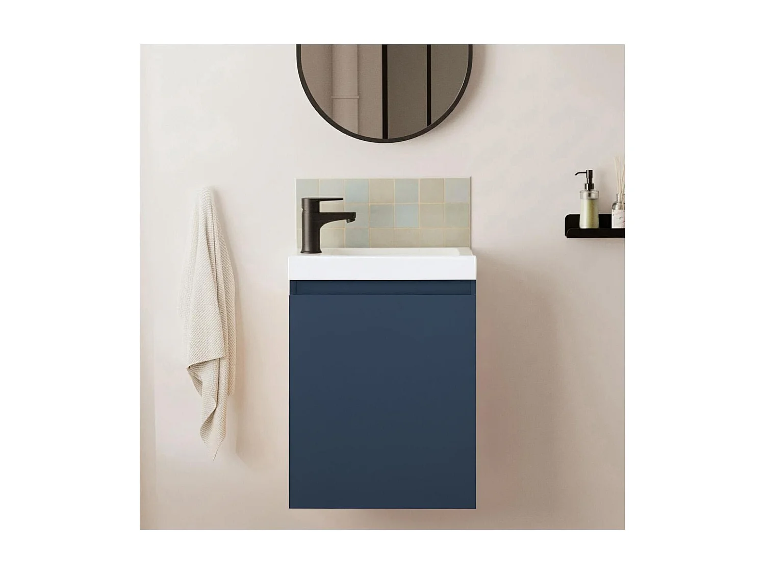 Meuble lave-mains + robinet noir LISA