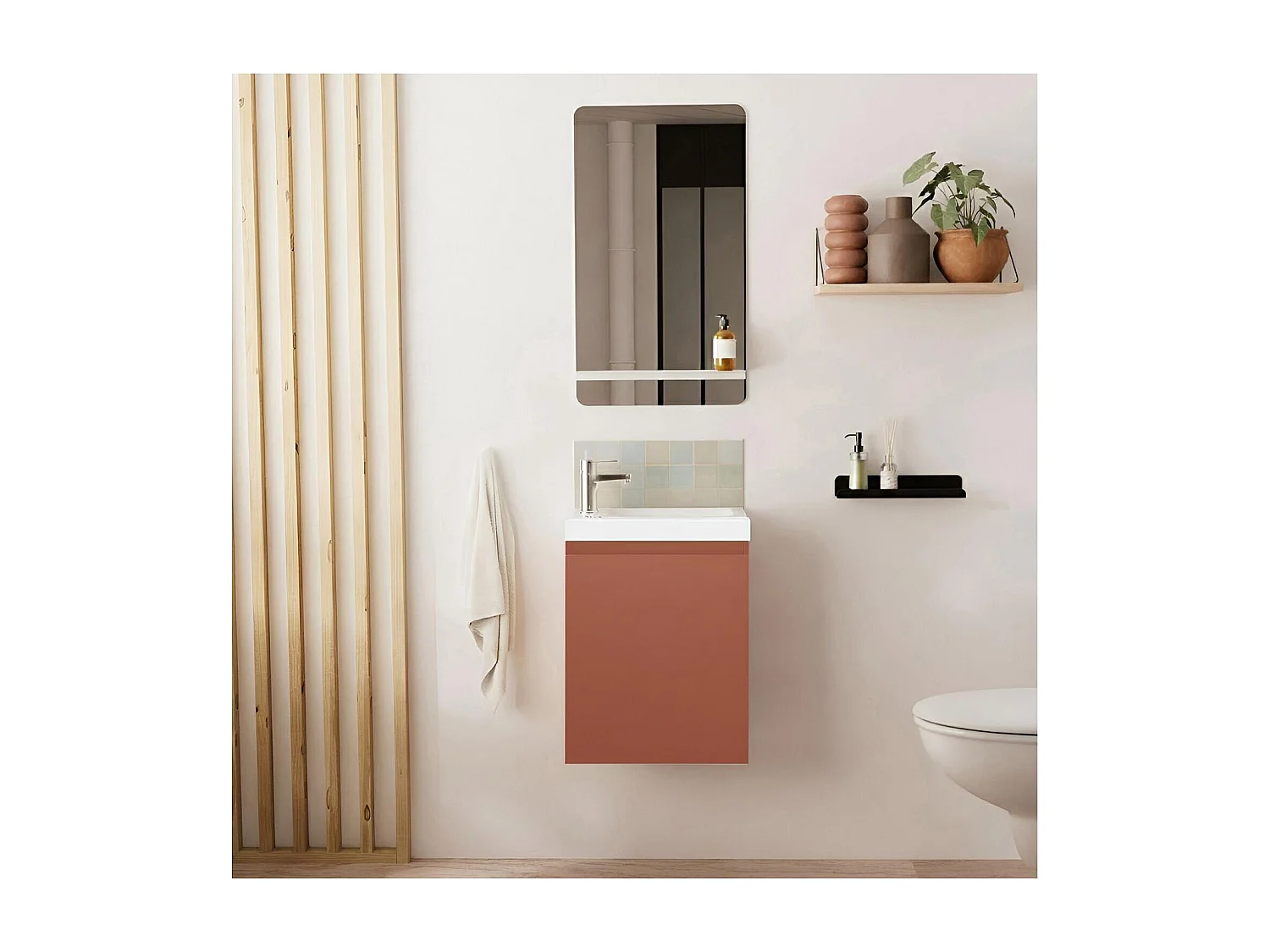 Meuble lave-mains + miroir + robinet LISA
