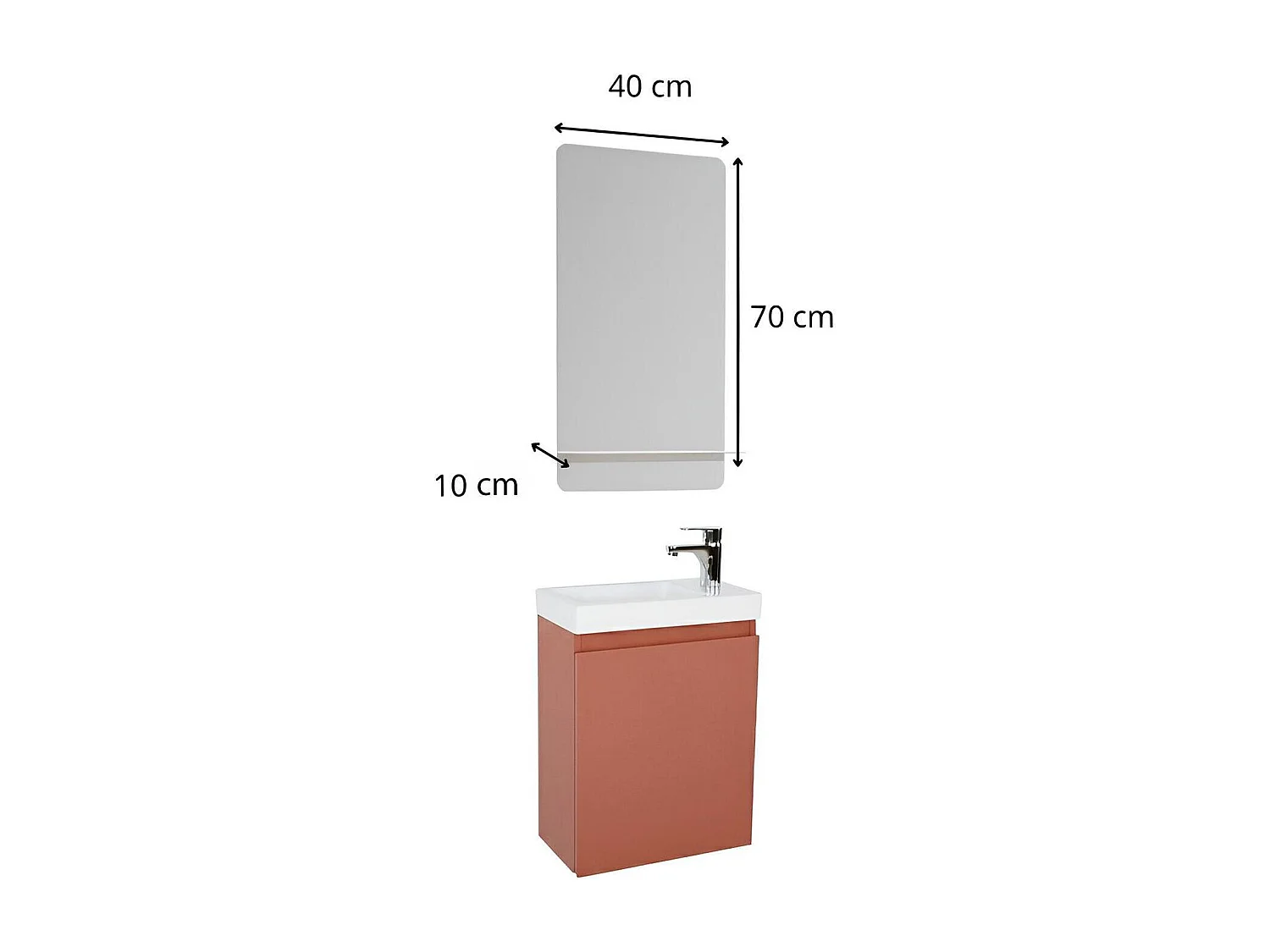 Meuble lave-mains + miroir + robinet LISA