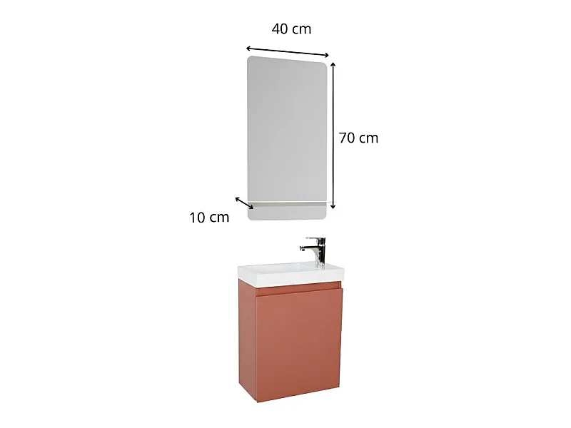 Meuble lave-mains + miroir + robinet LISA