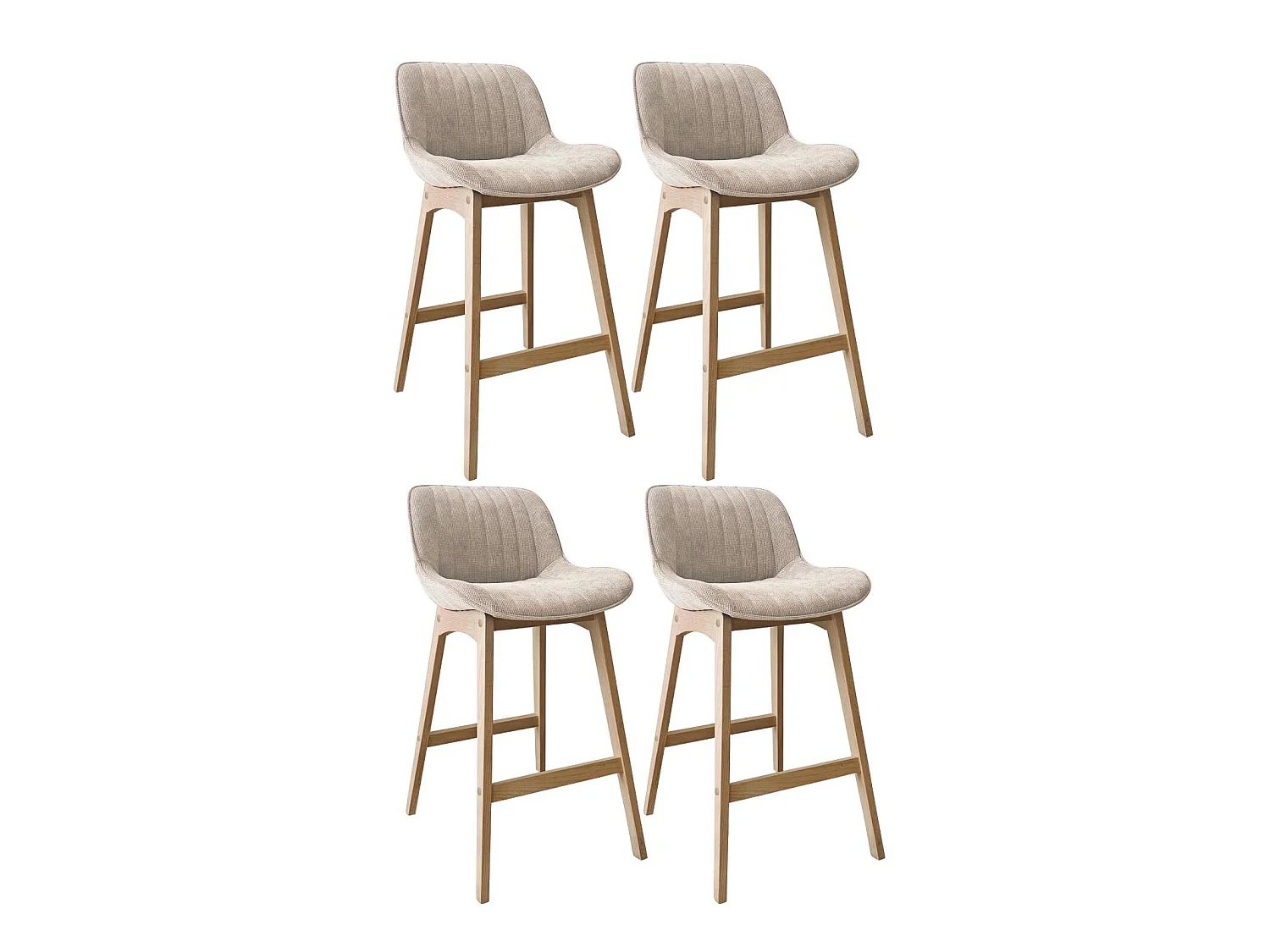 NORDEN Barhocker-Set Eiche & Cord-Samt H75cm