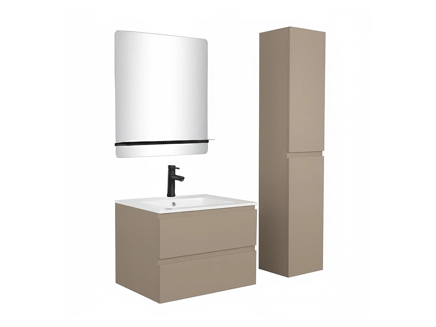Eenvoudig meubel + kraan + spiegel + SORRENTO-kolom