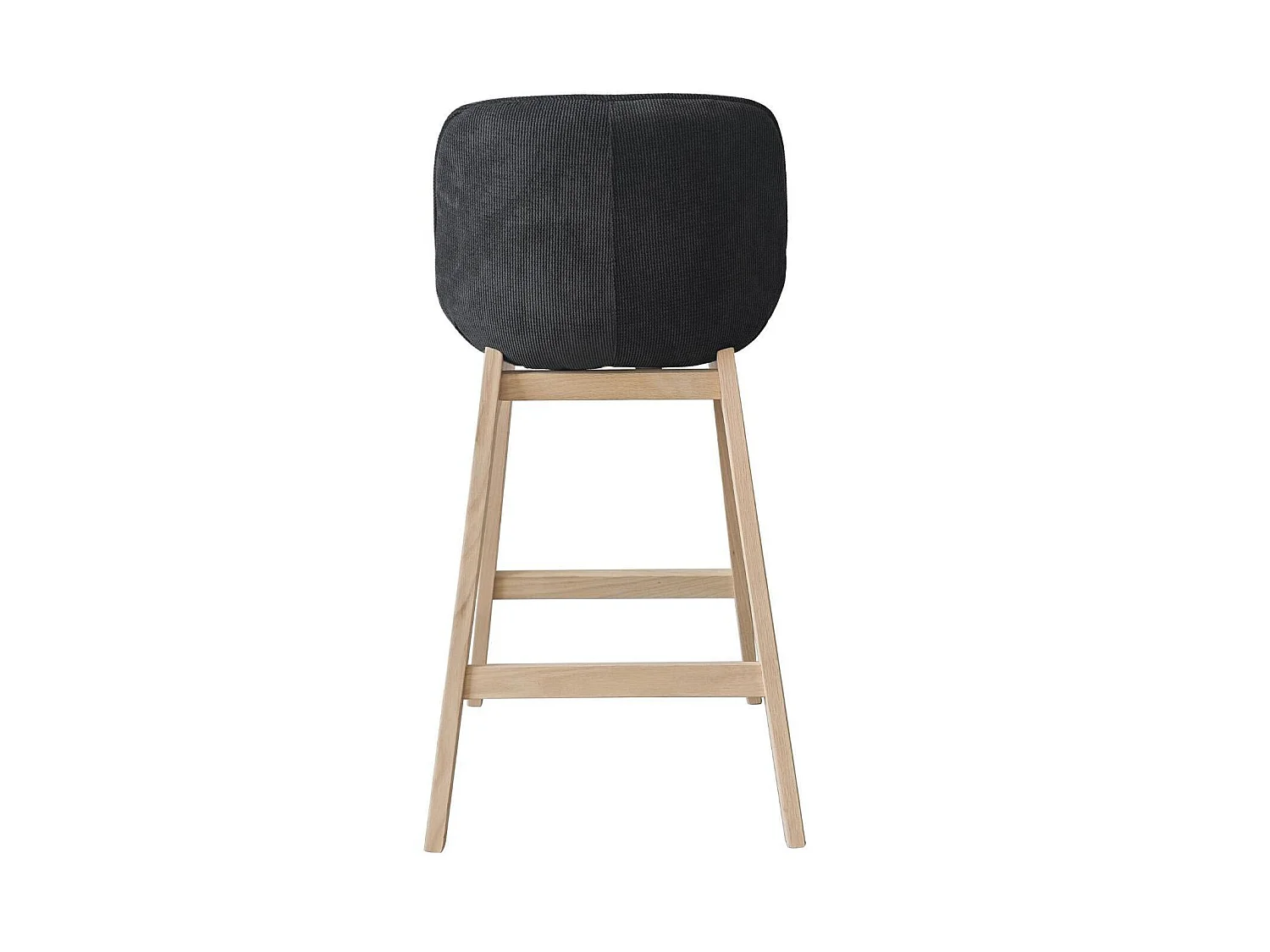 Conjunto de ilha e cadeiras de bar em carvalho NORDEN de 65 cm com assento em tecido de veludo cotelê