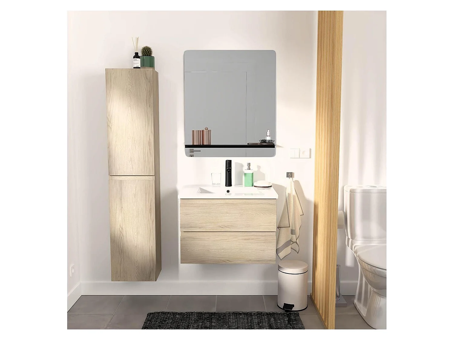 Eenvoudig meubel + kraan + spiegel + SORRENTO-kolom