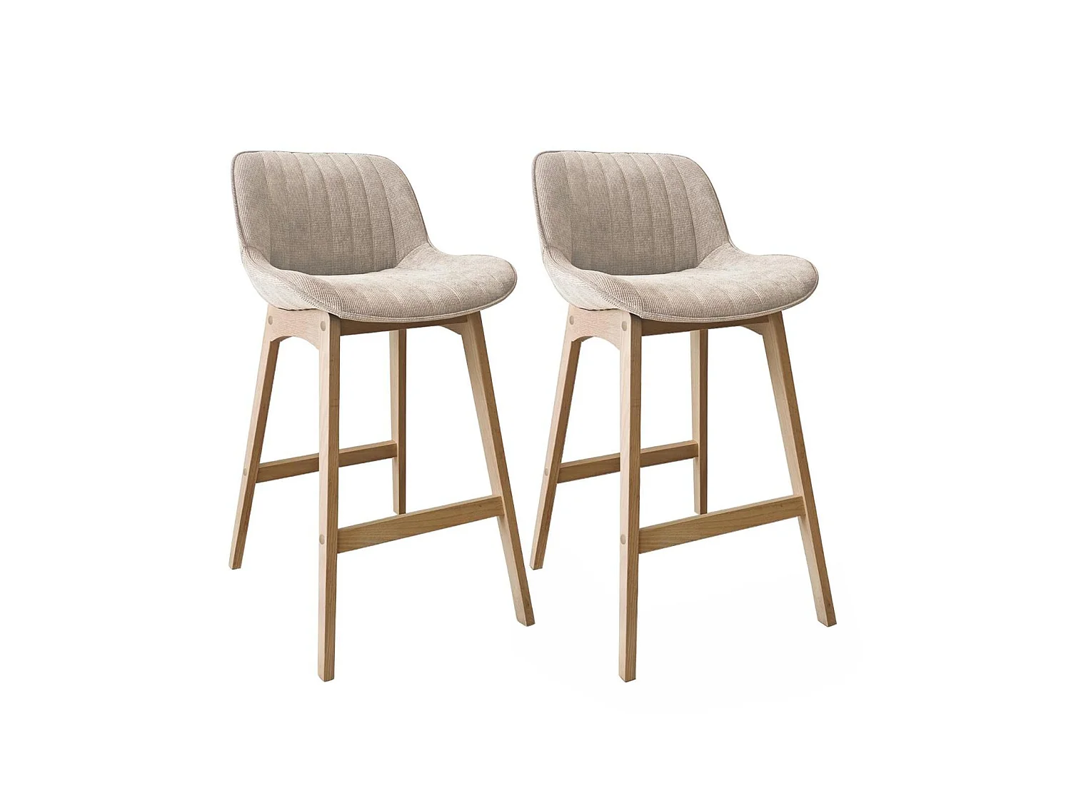NORDEN Barhocker-Set Eiche & Cord-Samt H75cm