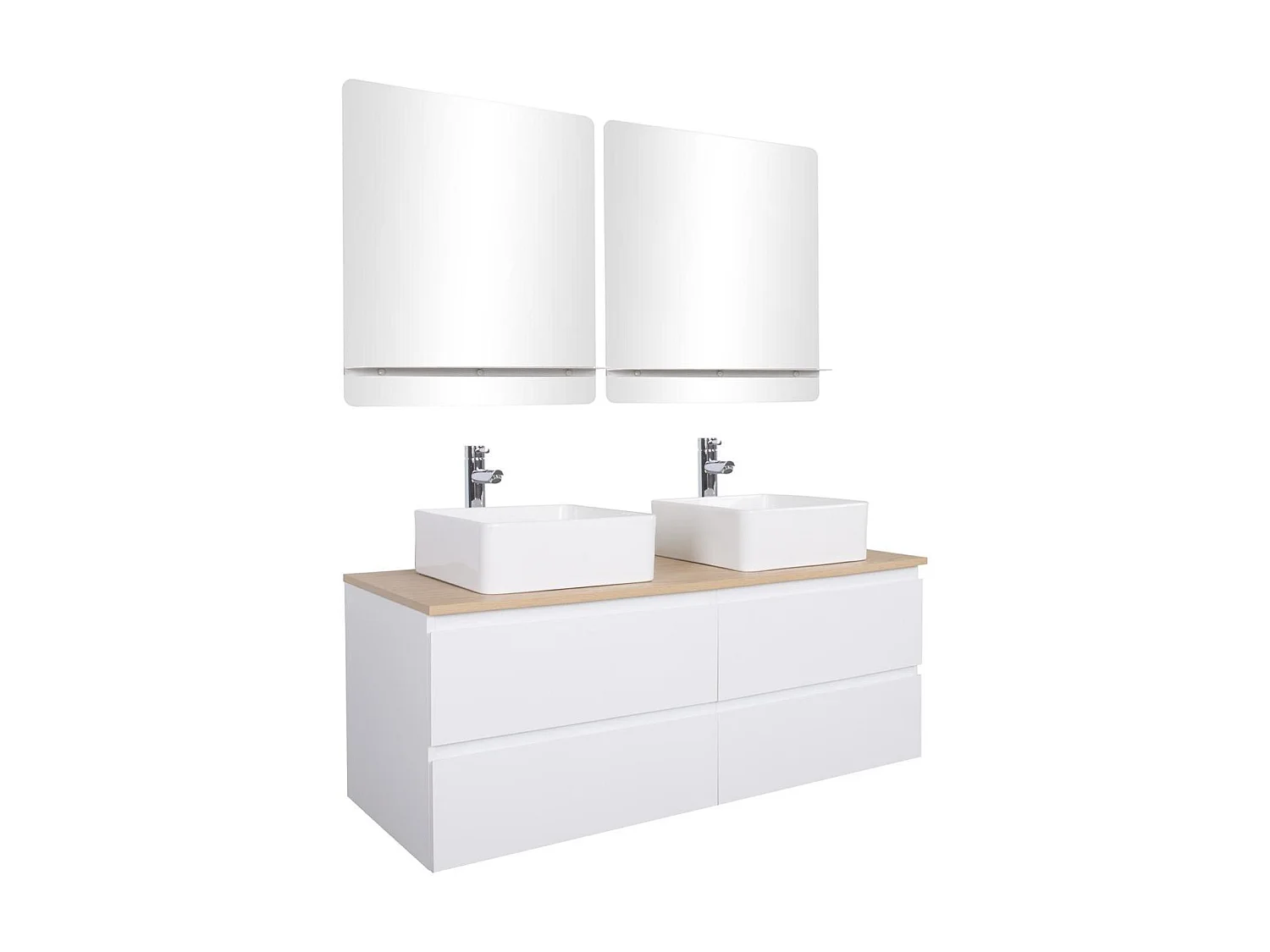 Mobile bagno doppio Sorrento da 120 cm con rubinetto e specchio.