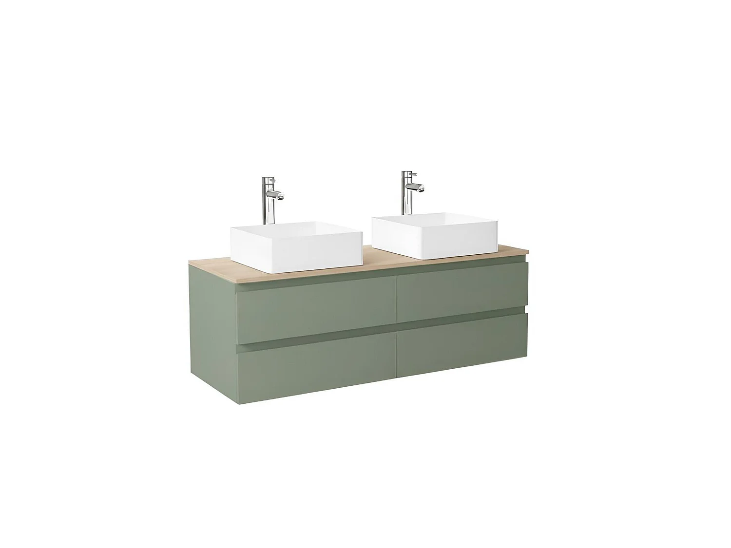 Ensemble double vasque suspendu SORRENTO avec vasques et robinets 120 cm