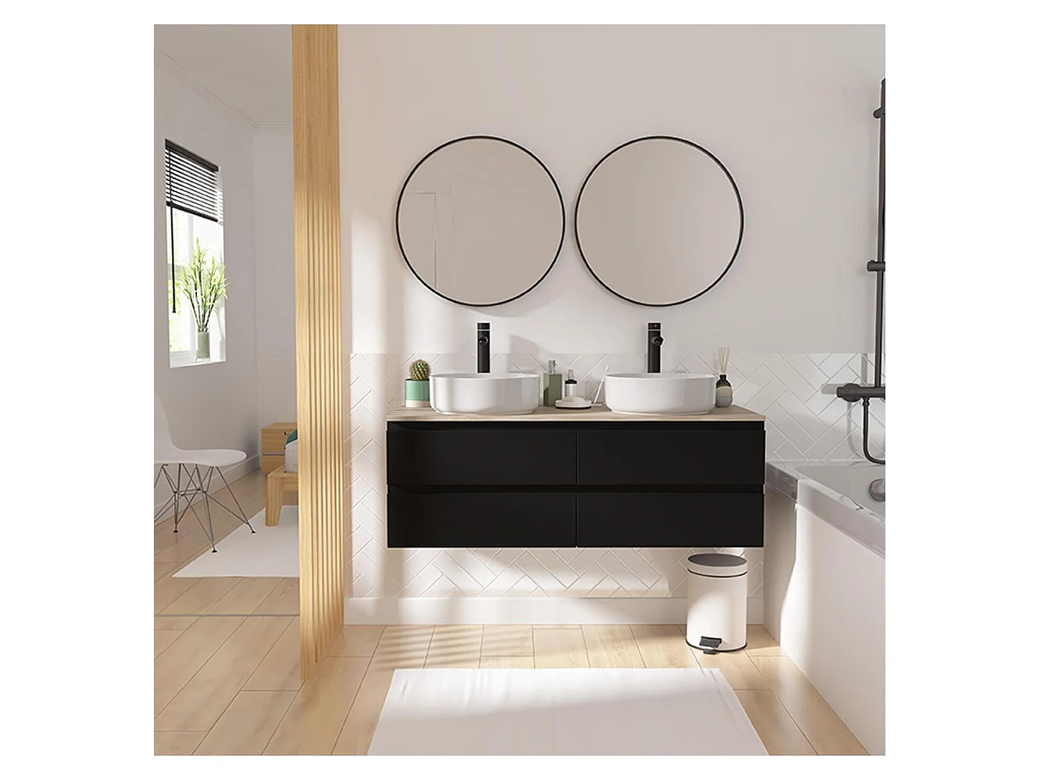 Sorrento dubbele wastafelmeubel van 120 cm + kraan + spiegel