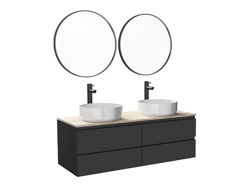 Sorrento 120cm podwójna szafka pod umywalkę + bateria + lustro