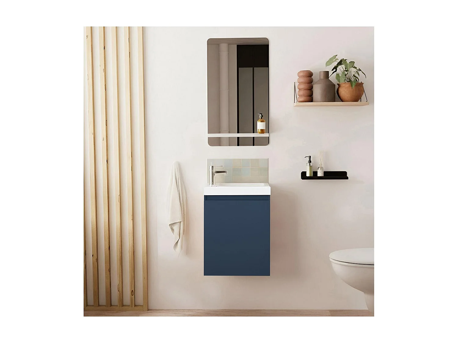 Meuble lave-mains + miroir + robinet LISA