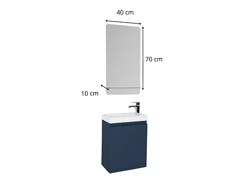Meuble lave-mains + miroir + robinet LISA