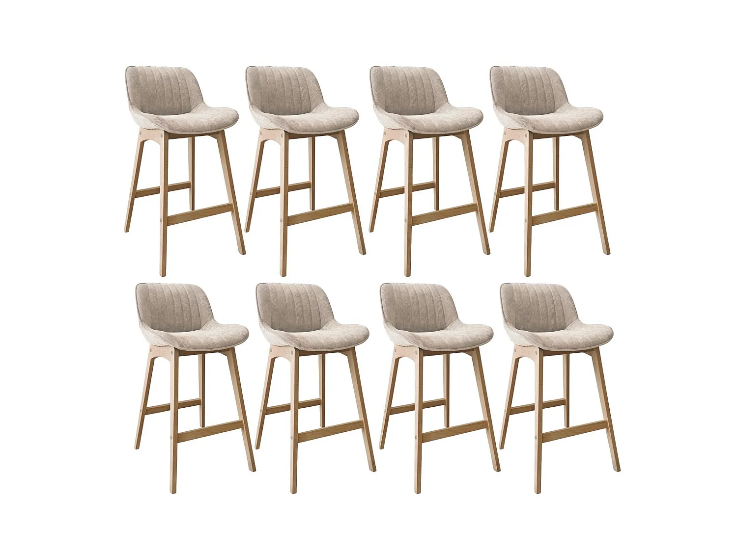 NORDEN Barhocker-Set Eiche & Cord-Samt H75cm
