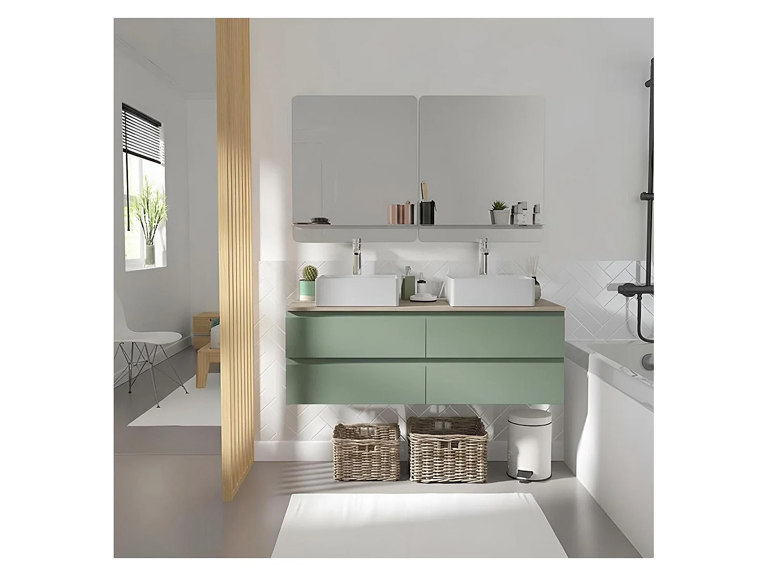 Sorrento dubbele wastafelmeubel van 120 cm + kraan + spiegel