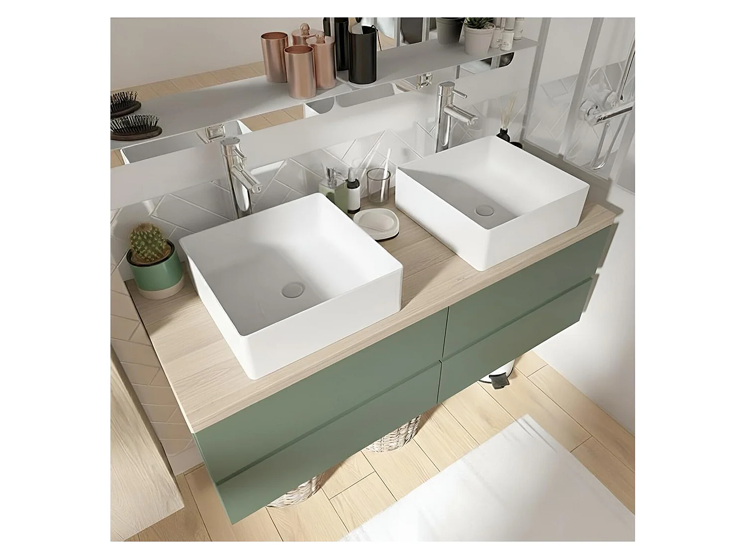 Sorrento dubbele wastafelmeubel van 120 cm + kraan + spiegel