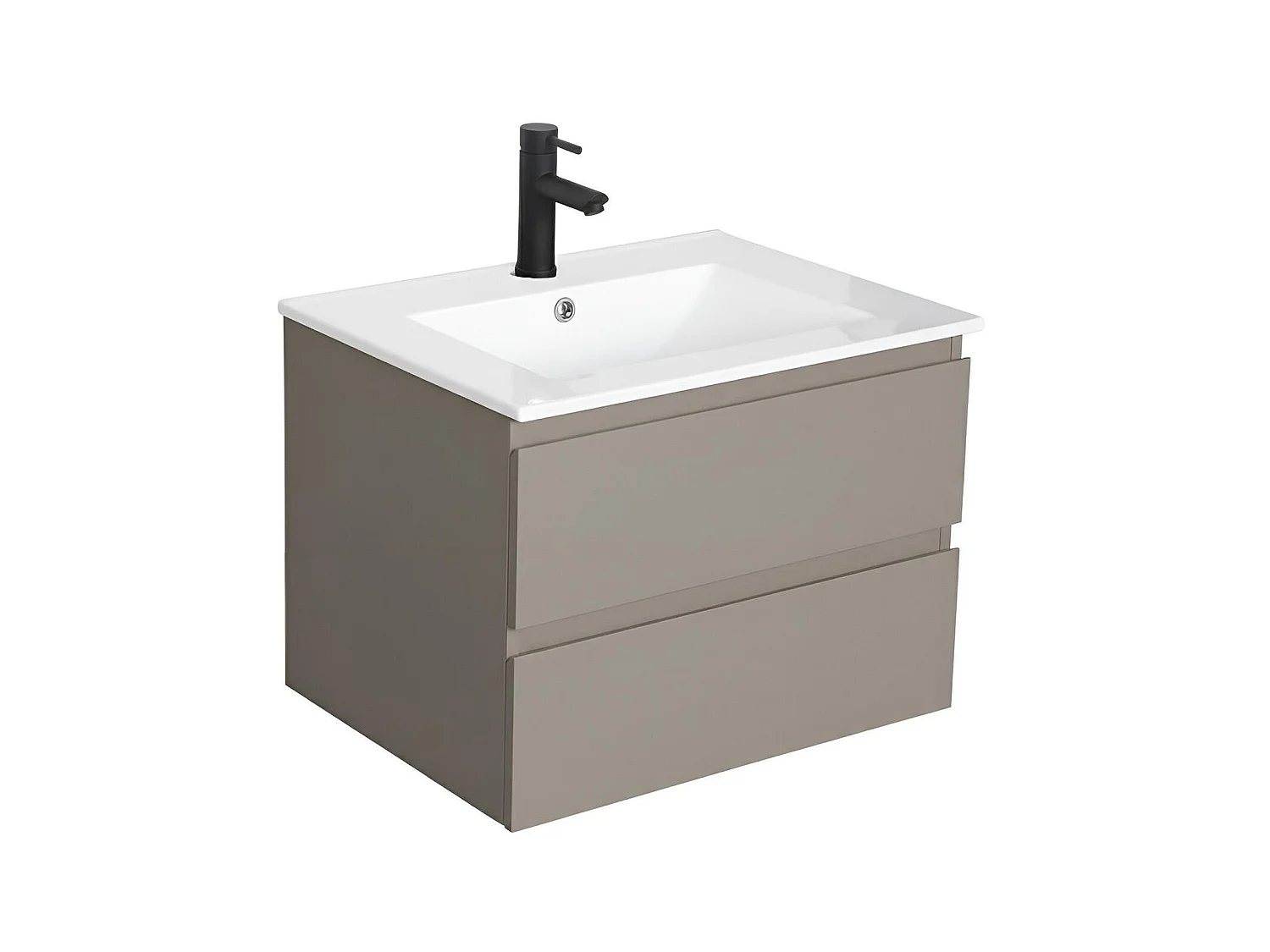 Enkele wastafelset 60cm met keramische bovenkant en zwarte kraan SORRENTO