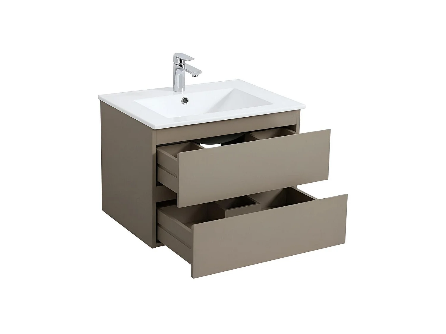 Enkele wastafelset 60cm met keramische bovenkant en zwarte kraan SORRENTO