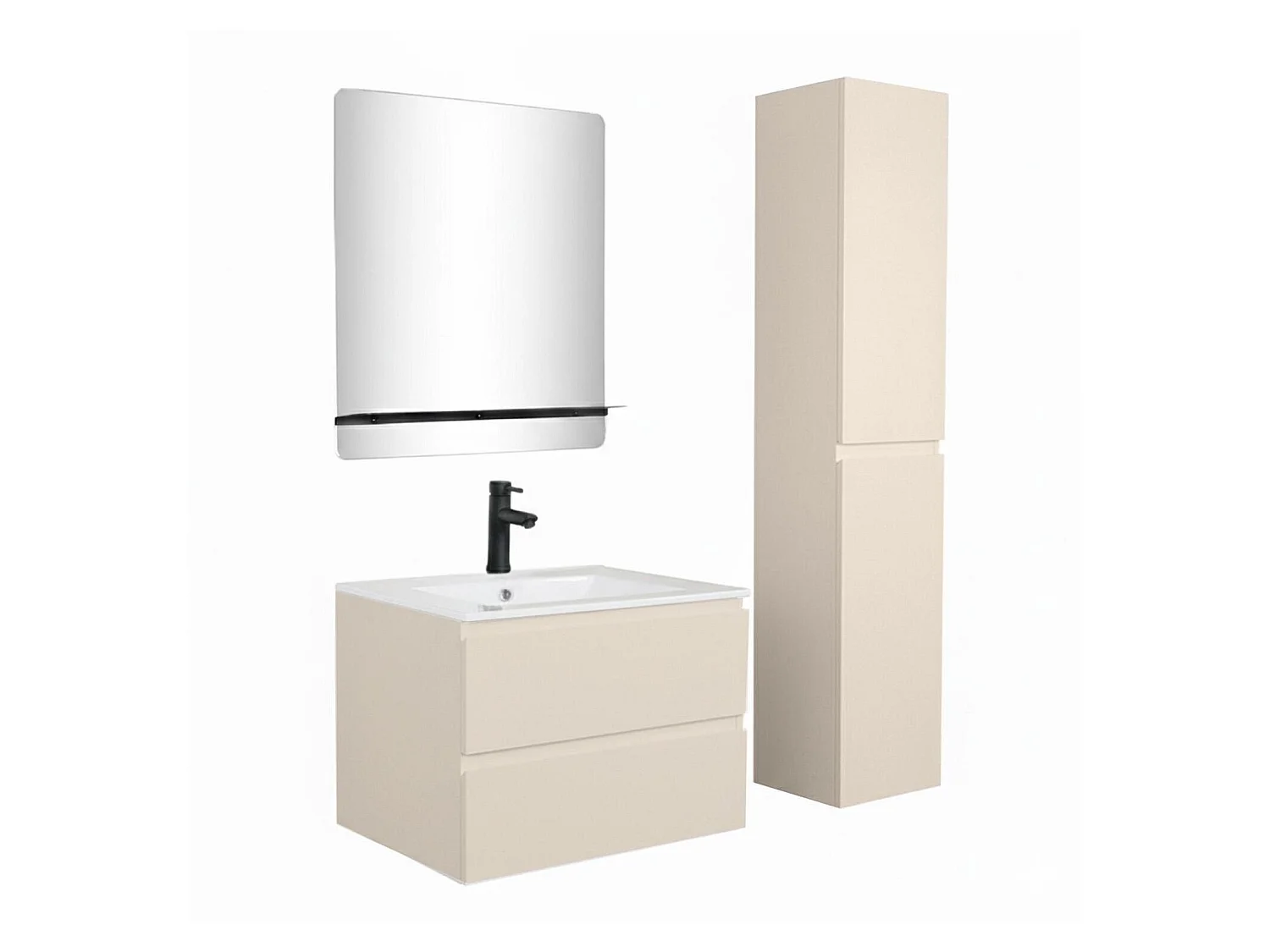 Eenvoudig meubel + kraan + spiegel + SORRENTO-kolom