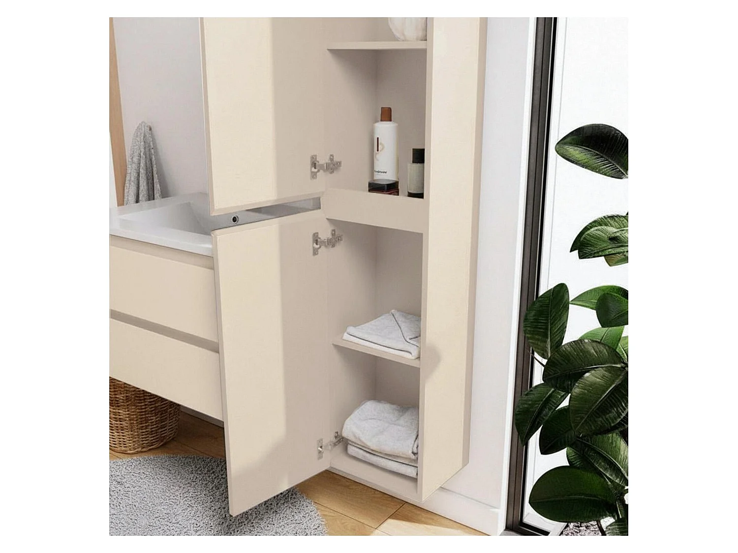 Eenvoudig meubel + kraan + spiegel + SORRENTO-kolom